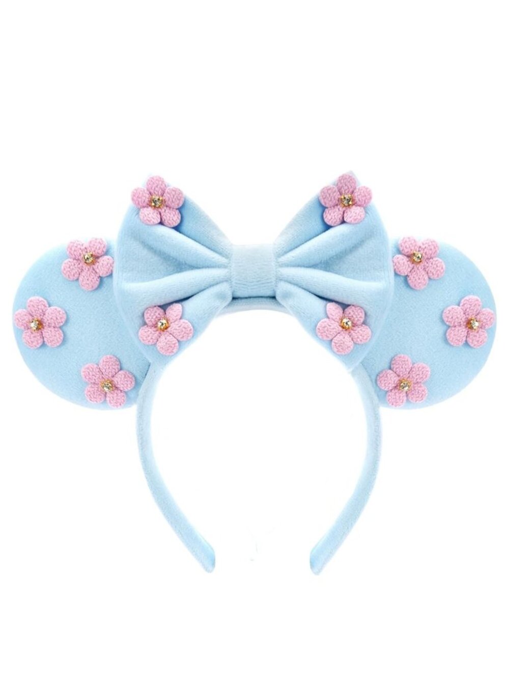 Women Blue Flower Seaman Sequin Bow Mickey Mouse Hair Headband for Cosplay